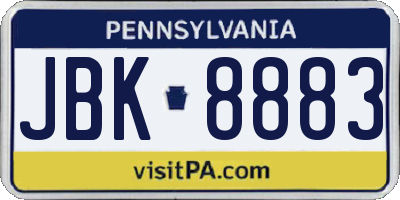 PA license plate JBK8883