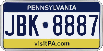 PA license plate JBK8887