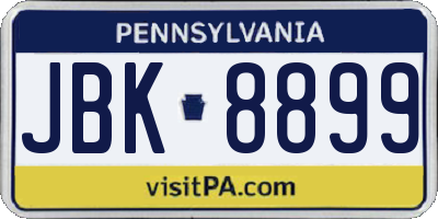PA license plate JBK8899