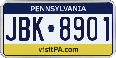 PA license plate JBK8901