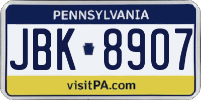 PA license plate JBK8907