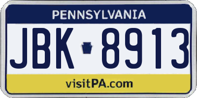 PA license plate JBK8913