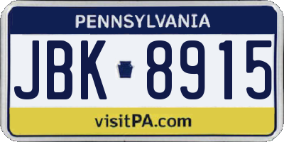 PA license plate JBK8915