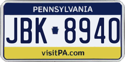 PA license plate JBK8940