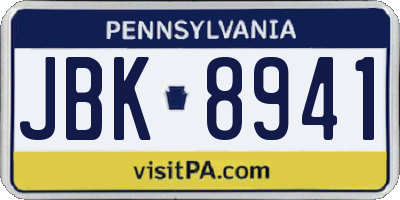 PA license plate JBK8941