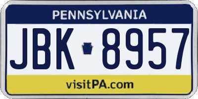 PA license plate JBK8957