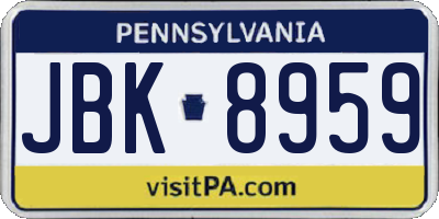 PA license plate JBK8959
