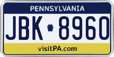PA license plate JBK8960