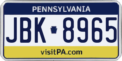 PA license plate JBK8965