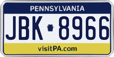 PA license plate JBK8966