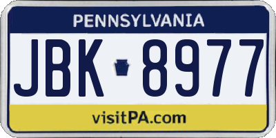 PA license plate JBK8977