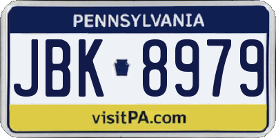PA license plate JBK8979