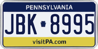 PA license plate JBK8995