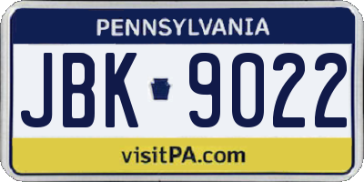 PA license plate JBK9022