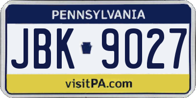 PA license plate JBK9027
