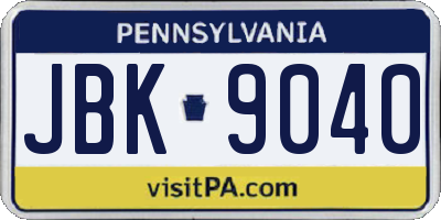 PA license plate JBK9040