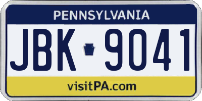 PA license plate JBK9041