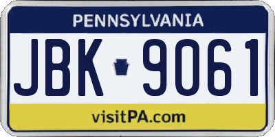 PA license plate JBK9061