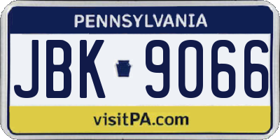 PA license plate JBK9066