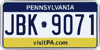 PA license plate JBK9071