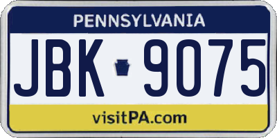 PA license plate JBK9075