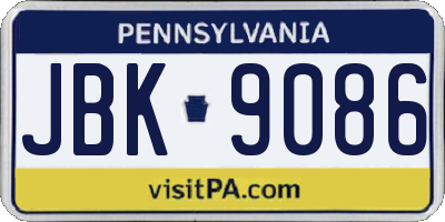 PA license plate JBK9086