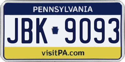 PA license plate JBK9093
