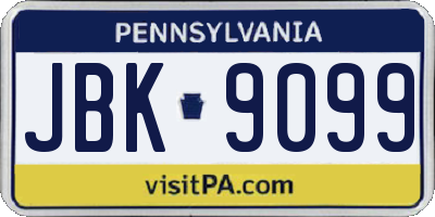 PA license plate JBK9099