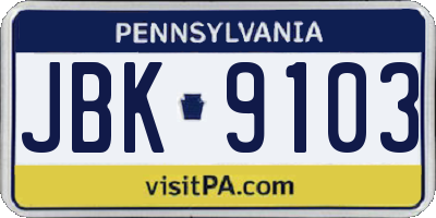 PA license plate JBK9103
