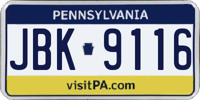 PA license plate JBK9116