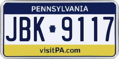PA license plate JBK9117