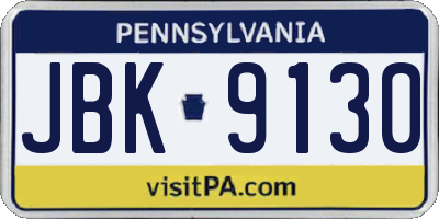 PA license plate JBK9130
