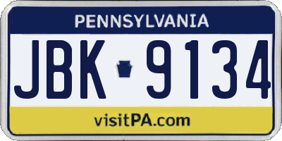 PA license plate JBK9134