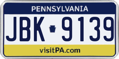 PA license plate JBK9139