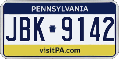 PA license plate JBK9142