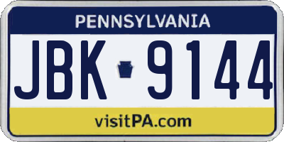 PA license plate JBK9144