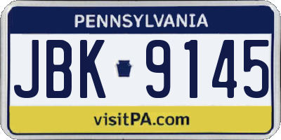 PA license plate JBK9145