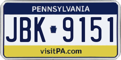 PA license plate JBK9151