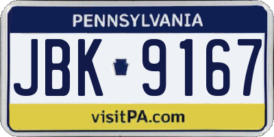PA license plate JBK9167