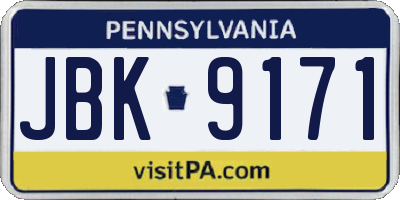 PA license plate JBK9171
