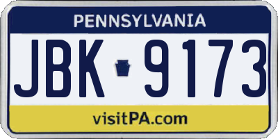PA license plate JBK9173