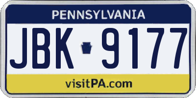 PA license plate JBK9177