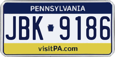 PA license plate JBK9186