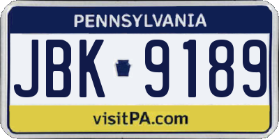 PA license plate JBK9189