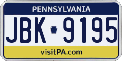 PA license plate JBK9195