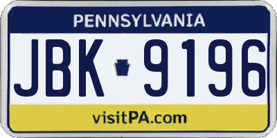 PA license plate JBK9196