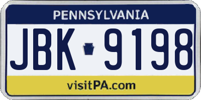PA license plate JBK9198