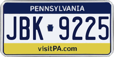 PA license plate JBK9225