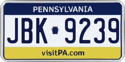 PA license plate JBK9239