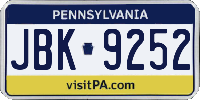 PA license plate JBK9252